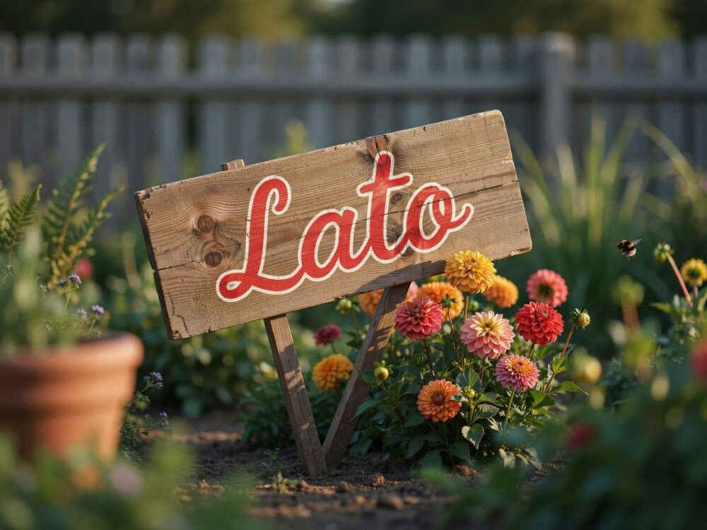napis lato na tle słońca